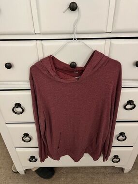 Women's Maroon Hooded Pullover Top
